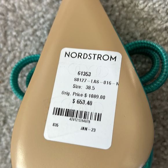 MACH & MACH Double Bow Ankle Strap Pump Turquoise Blue Size 38.5(US 8.5) - Picture 13 of 14